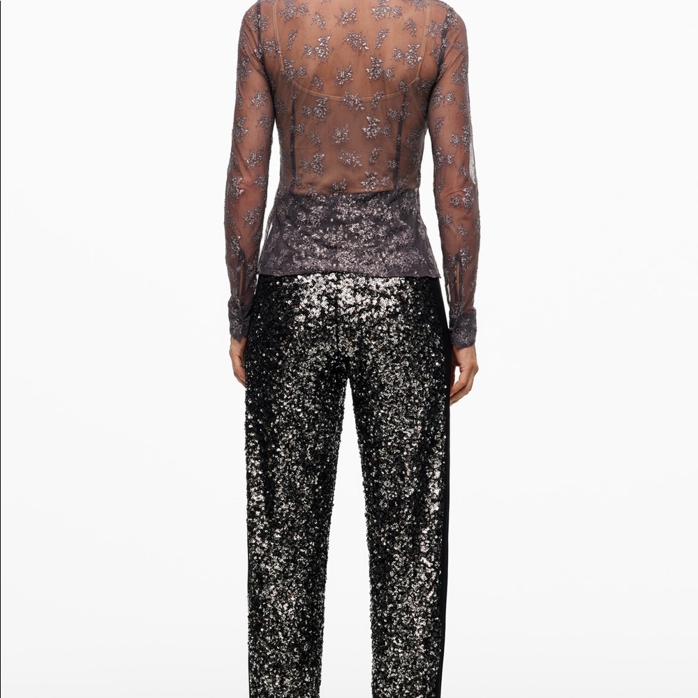 NEW $169 Zara Silver Black Sequin Dress Pants Limited Edition 2674/100 XS Small - Picture 8 of 16